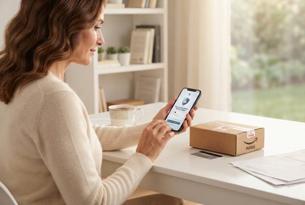 Compra online segura usando aplicativo de compras