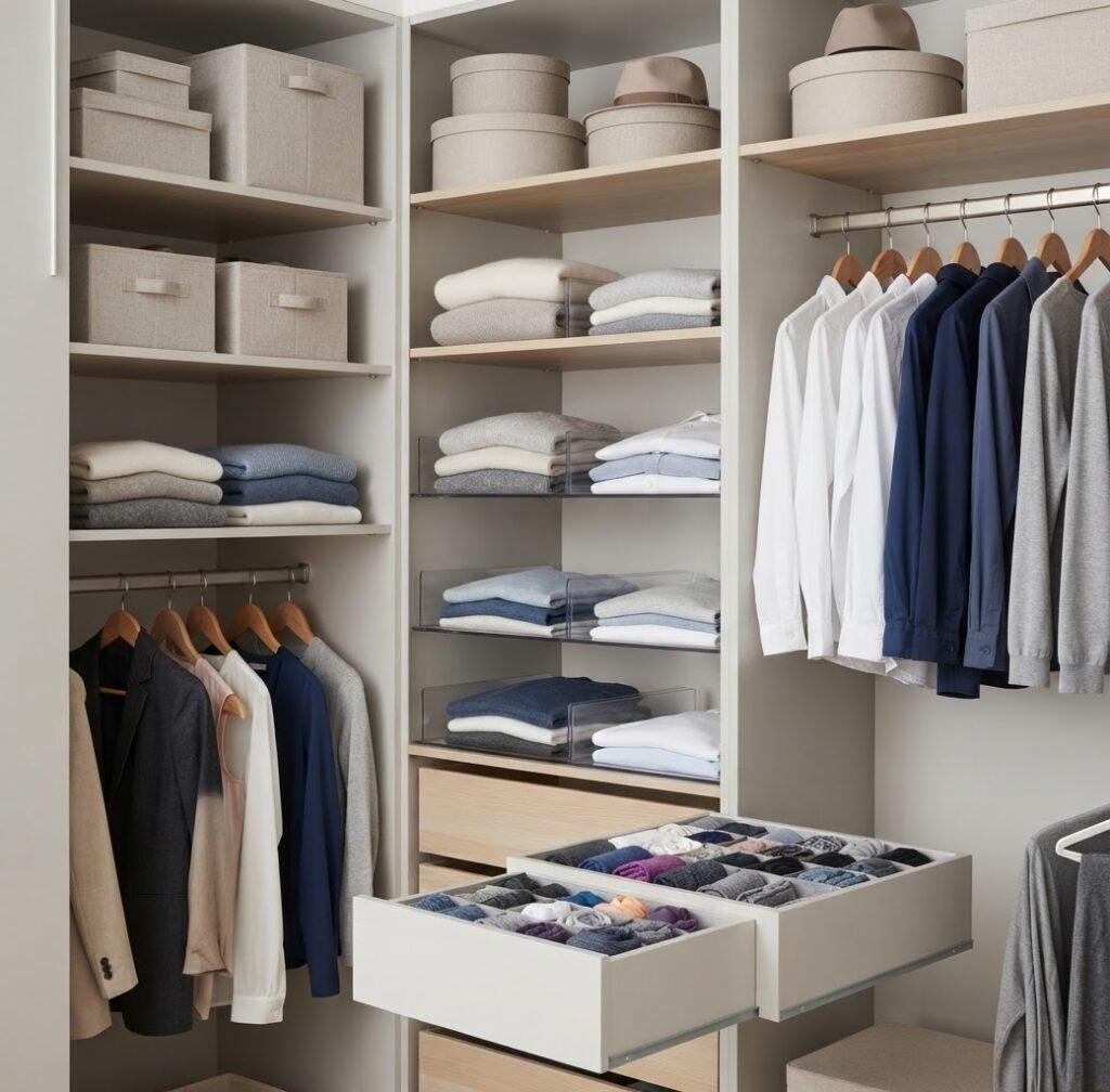 Organizador de armário para manter roupas e acessórios organizados