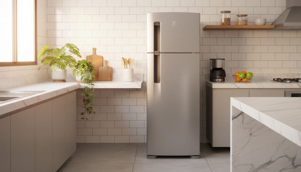 Geladeira Electrolux Frost Free 320L em cozinha moderna
