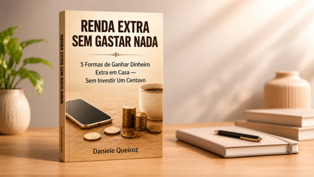 E-book Renda Extra Sem Gastar Nada, de Daniele Queiroz, sobre ideias de renda extra em casa